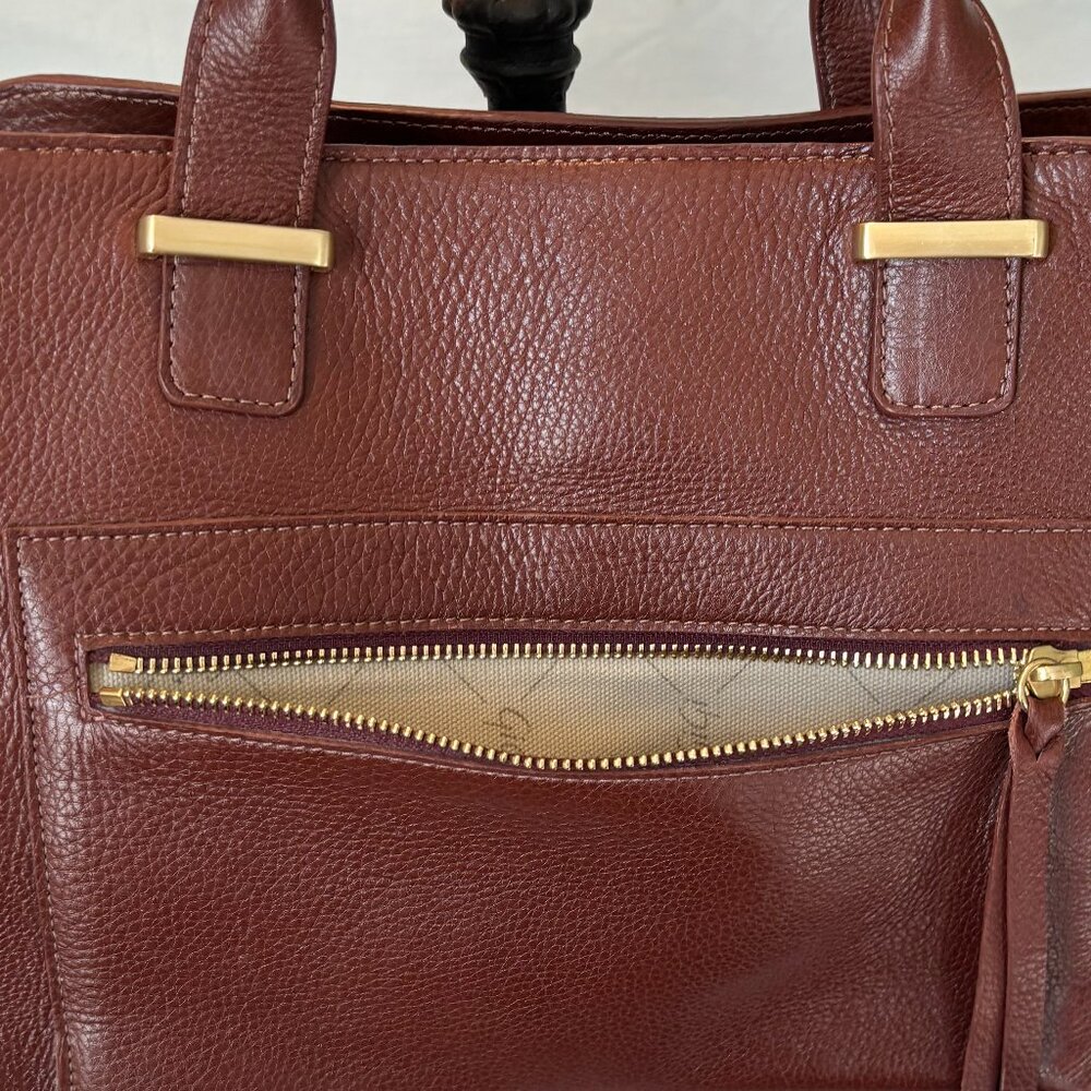 GiGI New York brown leather satchel purse with crossbody strap - Picture 5 of 14